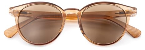 SKYWAY Lesebrille mit Sonnenschutz, Retro Klassische Sonnenlesebrille mit Sehstärke Damen Herren Runde Outdoor Lesesonnenbrille mit Federscharnieren,Anti-Blaulicht/UV400-Schutz