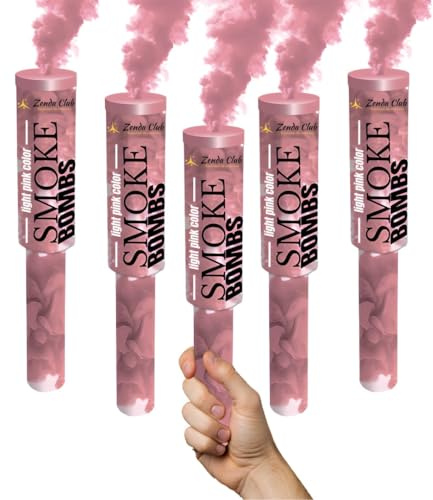 ZENDA CLUB® Lot de 5 Fumigènes à Main Rose light – Déclenchement à Goupille, Durée 60 Secondes, Couleurs Vibrantes | Fumigène Couleur à Tenir en Main – Catégorie F1 – Livraison Gratuite 48H