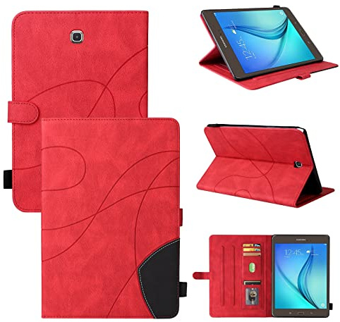 Resa med surfplatta Pu Läder Smart Tablet Väska, Fällbart Standfodral, Automatisk Sleep/Wake Function Tablet Väska till Samsung Galaxy Tab A 8,0 SM-T350 / T355 / P350 / P355 2015 Surfplatta skydd(Ro