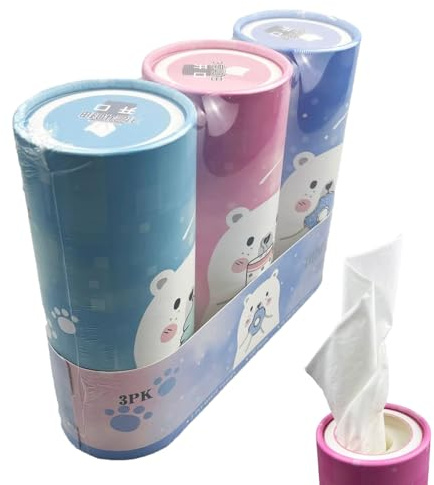 Toalla cosmética del dispensador de pañuelo automático-3-set en Forma de Cilindro | Caja de Tejido compacta Hecha de celulosa Segura, Almacenamiento práctico de Almacenamiento de automóviles p