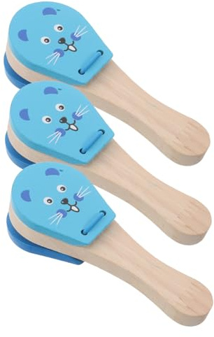 HEMOTON 3stücke Holzkastagnetten Für Kleinkinder Tierrassel Musikinstrumente Für Junge Mädchen Traditionelle Handkastagnetten Perkussionskastagnetten Hölzerne Handkastagnetten Party-tröten
