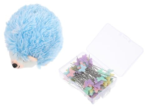 SEWACC Igel Nadelkissen mit Flachen Schmetterlingsnadeln und Geraden Stecknadeln Weiches Stofftier Nadelpolster für Nähen Quilten DIY Handwerk und Präzise Nadelaufbewahrung