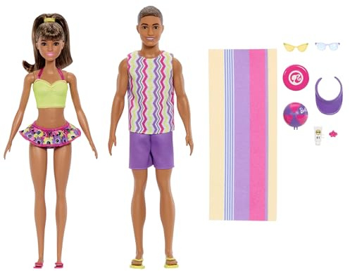 Barbie Style Fashion Dolls Set, Beach Inspired Looks and Accessories, 65th Anniversary Ken Doll
