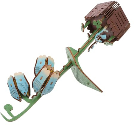 Parliky Rompecabezas Floral 3D de Madera sin Pegamento Juego de Construcción de Flores DIY Tamaño Mediano Kit Educativo para Manualidades y Decoración del Hogar Obsequio Creativo para