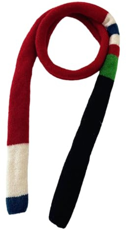 Kashmirscarf， Stickad ullhalsduk for kvinnor, flerfärgad, 155 x 5 cm(Black)