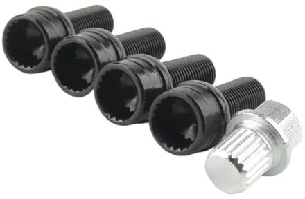 Bulloni per Ruote per VW per Bora M14x1.5 Dadi antifurto per Ruote in Lega Nera per Auto in Acciaio Inossidabile