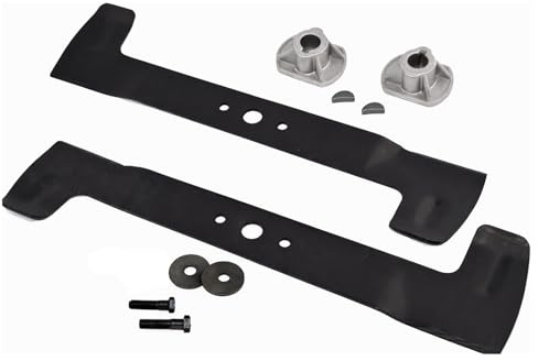 102 cm coltello (destro + sinistro) Set per Trattorino CASTELGARDEN ISEKI SOLO HONDA STIGA VIKING TWIN CUT 102 + 2 x portacoltelli (per albero 20 mm) compatibile 82004341 82004340 25463200 135065600/0