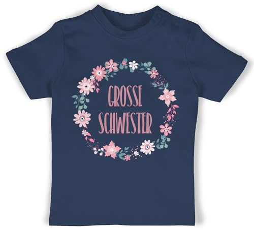 Baby T-Shirt Mädchen Jungen - Große Schwester - Schwesterherz - 12/18 Monate - Navy Blau - Sister 1 Sister 2 Geschwister t-Shirts Schwestern sis Tshirt Shirt Grosse schweste Tshirts t Big