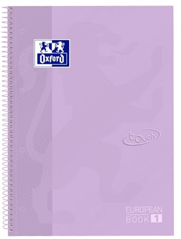 Oxford European Book 1 A4 kariert, 160 Seiten, Touch Hardcover, Violett | Collegeblock mit farbigem Rand in trendigem violett und sanftem Soft-Touch Hardcover