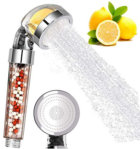 High Pressure Filtered Shower Head, Ionic Bath Shower Handheld with Vitamin C, Water Saving Head Shower - Ionic Stone Filter Remove Chlorine & Fluoride & Calcium for Dry Skin & Hair