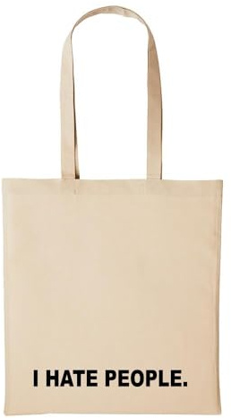 Huuraa Jutebeutel I Hate People Ich Hasse Leute 10 Liter Natural | Geschenk Tasche Baumwolle 38 x 42 cm Tragetasche mit langem Henkel Geschenkidee Einkaufstasche