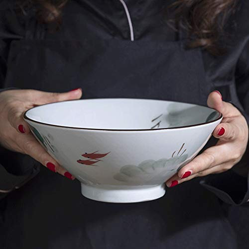Mzhch jar 7 Inch Household Meal Bowl Ceramic Tableware Ceramic Horn Bowl Household Noodle Bowl Hand-painted Ramen Bowl Soup Bowl Nordic Style Ceramic Noodle Bowl
