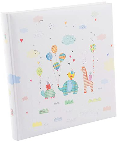 goldbuch 15 469 Babyalbum Animal Parade, Babybuch 30 x 31 x 4 cm, Fotoalbum mit 58 weißen Blankoseiten und 4 illustrierten Seiten, Einband Kunstdruck mit Silberprägung, Album Unisex, Foto Buch Weiß