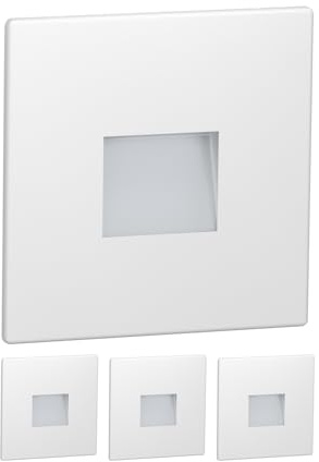 ledscom.de 4x LED Treppenlicht/Wandeinbauleuchte FOW für innen und außen, Downlight, eckig, 85 x 85mm, warmweiß