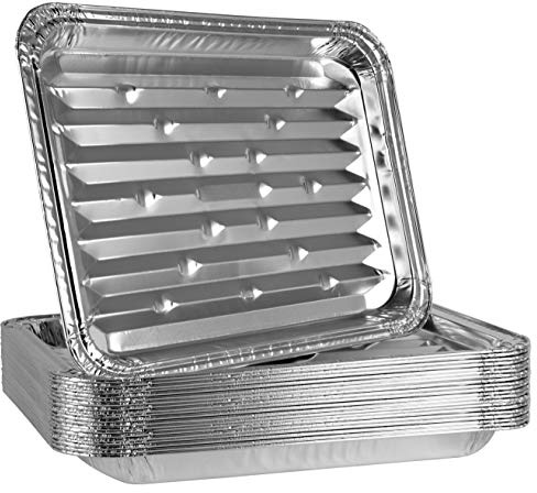 Plasticpro Aluminum Grill Pans, Broiler Pans, Grill Liners, Durable with Ribbed Bottom Surface for BBQ, Grill, Texture Disposable,Pack of 10