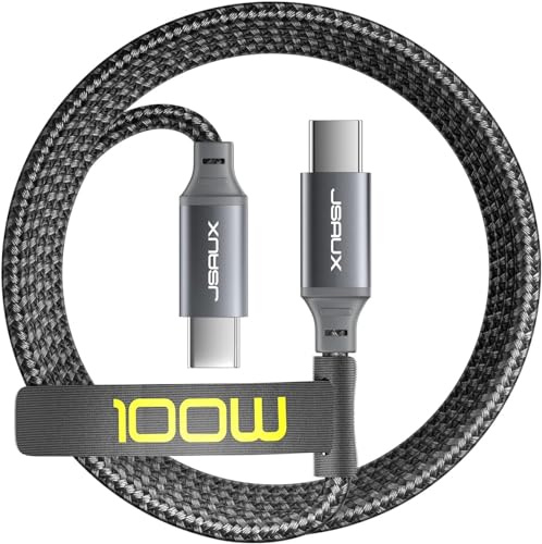 JSAUX Cable USB C a USB C 100W 3M, Cable Tipo C Carga PD 5A Tipo C Carga Rápida Compatible con iPhone 16/16 Pro/16 Pro Max/15, MacBook Pro Air, iPad Pro Air, Samsung S24 S23 S22, Pixel, Switch