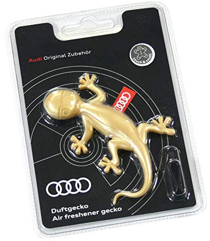 Audi 000087009AS Duftgecko Goldoptik Lufterfrischer aromatisch-zimtig, Gelb