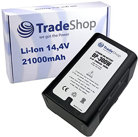 Trade-Shop Batterie Li-ion V-Mount 14,4 V 21000 mAh 300 Wh avec sortie USB D-Tap compatible avec Godox VL300 VL200 VL150 Blackmagic URSA Mini Pro Mini 4K SWIT BL-200