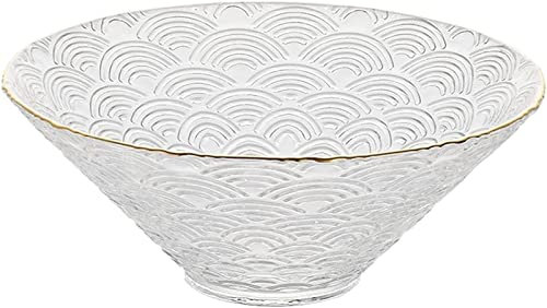 TATSEN Glass Salad Bowl Clear Japanese Ramen Bowl Decorative Fruit Bowl Mixing Bowl Serving Bowl Glass Tableware for Fruits Salads Cereal Pasta Prep salad bowl