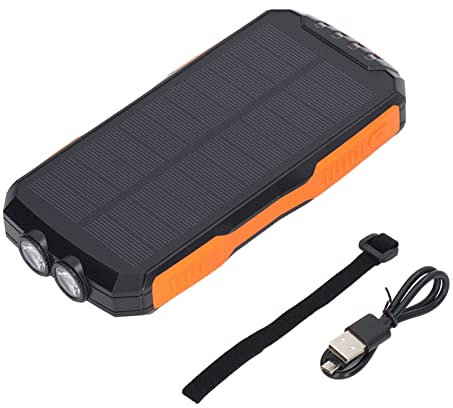 Banco de energía Solar, Linterna Brillante Naranja de 25000 mAh, Cargador portátil, Panel Solar de 1,7 W Banco de batería Solar para tabletas iPhone Cargador Solar para Exteriores Banco de energía