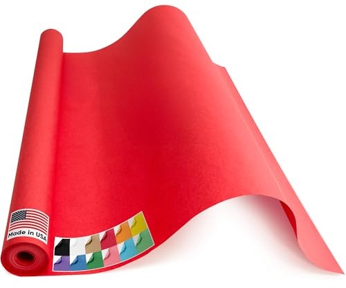 Paclord USA Made 36 x 1200 Red Kraft Paper Roll, 45 lbs Thickness, American Quality Colored Kraft Paper for School, Poster Arts, Bulletin Board - Odorless, Non-Toxic, Safe for Kids
