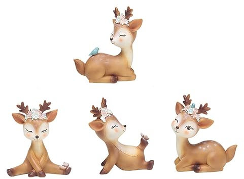 Abaodam 4 Stück Yilu Eine Verzierung Waldtierfigur Dekorative Rentierfiguren Kleine Hirschfigur Kleiner Hirschschmuck Hirschfiguren Kuchen Hirsch Dekoration Ziemlich Xiaomei Harz