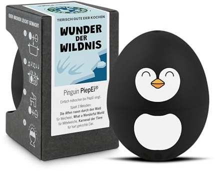 Pinguin PiepEi - Singende Eieruhr zum Mitkochen - Eierkocher | Zusammen mit den Eiern kochen: Spielt für weich, mittel & hart eine Melodie - Lustiger & funktionaler Eggtimer - Musik Kochei