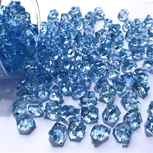 150 Stück künstliche Acryl-Diamanten Edelsteine glitzernde Steine Kunststoff Eis Felsen Vase Pflanze Dekoration (hellblau)
