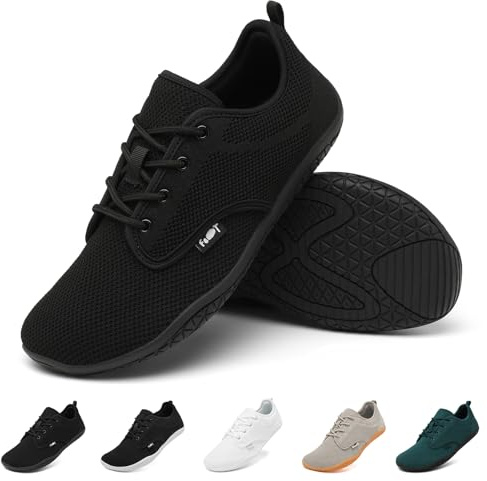 Geweo Barfota Skor för Män Kvinnor Minimalistiska Skor Herr Dam Trail Running Löparskor Traillöparskor Vandringsskor Barefoot Shoes Fitness Sneakers Sportskor Barfotaskor, Svart 40 EU