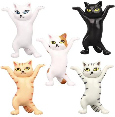 ZEACCT 5 Stück Tanzende Katzen Stiftehalter, Tanzende Katze Kopfhörerständer, Lustige Stifthalter Katze, Tanzende Katze Holder, für Büro und Zuhause, Bücherregal Dekorationen