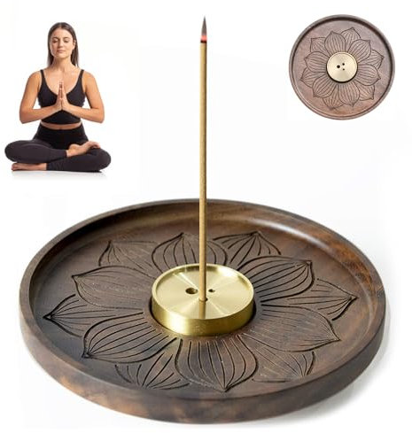 YanBous Soporte Para Incienso De Madera De Nogal Negro - Quemador De Incienso Estilo Zen Hecho A Mano Para Una Atmósfera Relajante, Ideal Para Decoración, Experiencia Aromática En Meditación Y Yoga