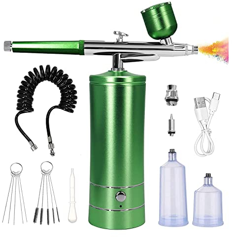 Clyictz Airbrush-Zubehörteil-Set, Auto-Handsprüher mit 0,3 mm Spitze, tragbare Luftbürsten für Malerei, Tattoo, Nagelkunst, Modellfärbung