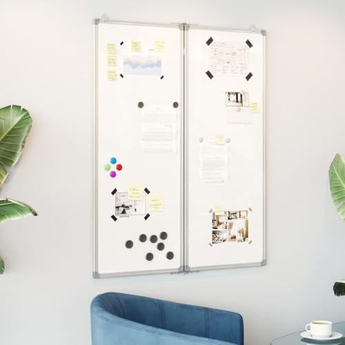 Sufrk Magnetisches Whiteboard, faltbar, 80 x 100 x 1,7 cm, Aluminium, Magnettafel für Wand, Magnet-Pinnwand zum Präsentieren von magnetischen Buchstaben, Zahlen, Tieren, Poesie, Gewürzgläsern, Notizen