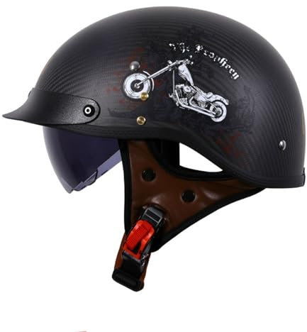 Öffnen Motorradhelm Halboffenen Halbschalenhelm, DOT/ECE Zertifiziert Antikollisions-Schutzhelm, Rollerhelm für Erwachsen Damen Herren, für Bike Scooter C,XL(61-62CM)