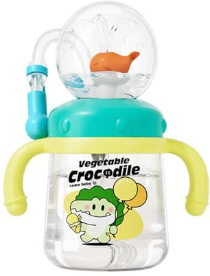 Dtaigou Auslaufsicherer Walbrunnenbecher, Walspray-Wasserflasche, Trinkbecher 300 ml, tragbarer Wasserbecher für Kinder, Baby-Strohhalmbecher, farbenfrohe kreative Kleinkindbecher für Kinder