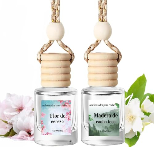 Ambientador de coche colgante, difusor de aceites esenciales para coche, ambientador de coche duradero, ambientador de coche para mujeres (Cherry Wood + Cherry Blossom Fragrance)