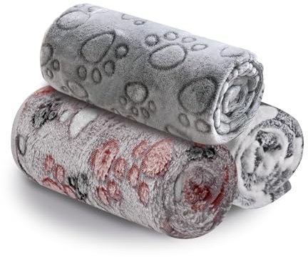 Watproofit Tierdecke 3er Set, 3 süße Muster, Flauschige Hundedecke für Hunde und Katzen, Leicht waschbar, Passend für Sofa und Bett, 52 x 76 cm