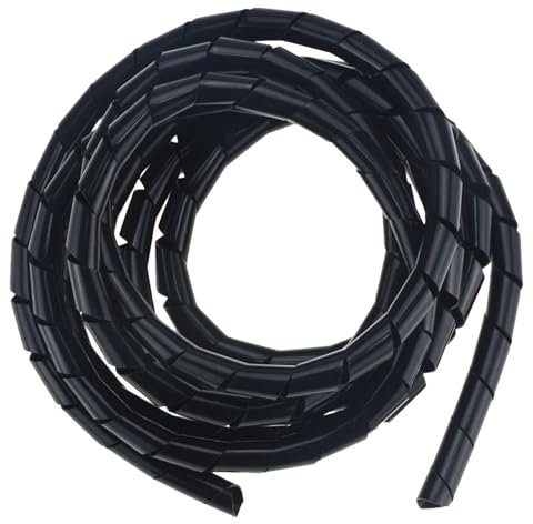 Keep Memory Ceramic Box， 2 Meters 8mm tube diameter Spiral Wire Organizer Sleeves Cable Casing Wrap Tube Flame Retardant Cable Winding Pipe(Black)