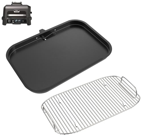 Poêle et grille OG900 pour barbecue Ninja Woodfire XL OG800 et OG900, plaque de cuisson antiadhésive à dessus plat pour Ninja OG951 OG850 OG952 XSKGRDPLT Pro Connect XL, grille en acier inoxydable