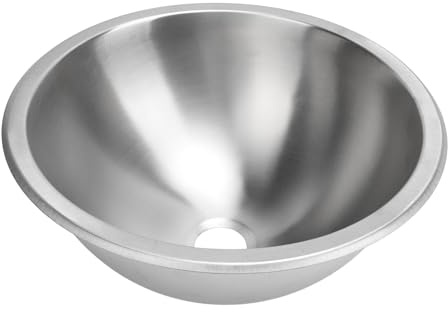 304 Rostfreies Stahlrundspülbecken, Handwaschbecken für Wohnwagen -Wohnmobile, Große Kapazität, 40 -mm -Abflussauslass, Eingebetteter Design, Kratzer, Hohe Temperatur