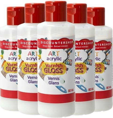 Pintura acrílica Barniz brillante para pintura acrílica, barniz transparente para pinturas, 80 ml por botella, manualidades para niños y adultos (barniz brillante, 5, traje)