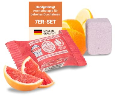 Nature Cosmétique® Certified Aromatherapie Badetabs 7er Set LEBENSFREUDE (Zitrusfrisch) – Badezusatz für vitalisierende Entspannung, plastikfrei, vegan – Geschenkset, Wellness für Zuhause – Made in DE