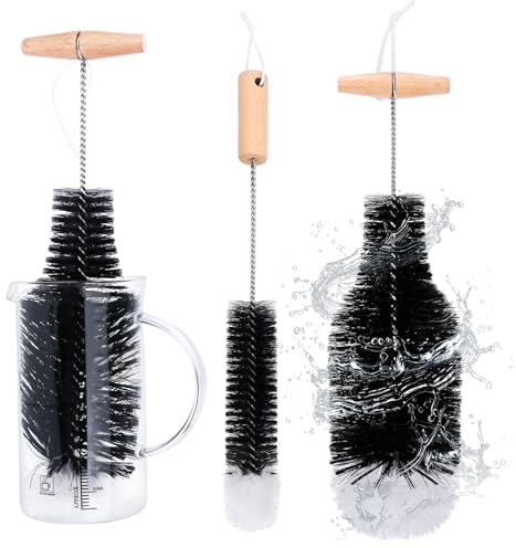 GrünWerk 2 PCS Goupillon Bouteille, 33cm Goupillon Gourde INOX Brosses De pour Biberon, Tasse, Verre,Brosse Nettoyage Gourde(Noir)