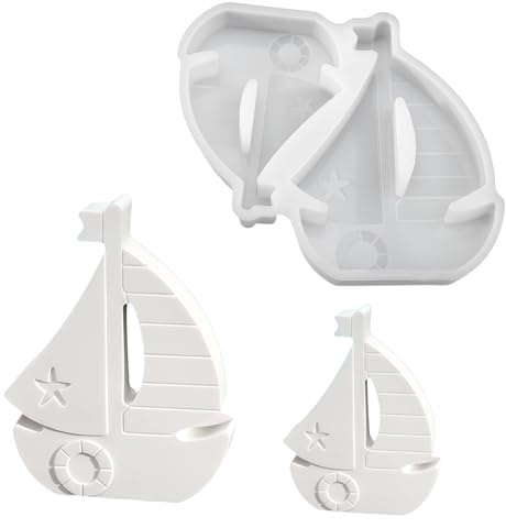 LUMOOM 2 moldes de silicona para velero, moldes de silicona para fundición, moldes de silicona para barco, yeso para fundir, para velas y yeso, manualidades, decoración de verano