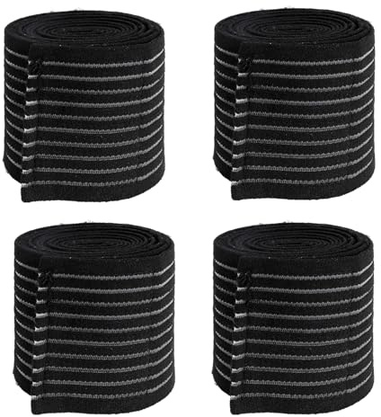 muyurra Elastic Calf Compression Bandage Sleeve,4 Pieces Support Brace Knee Bandage Calf Support,Adjustable Leg Compression Sleeve,for Exercise Gym Running Squats,Black