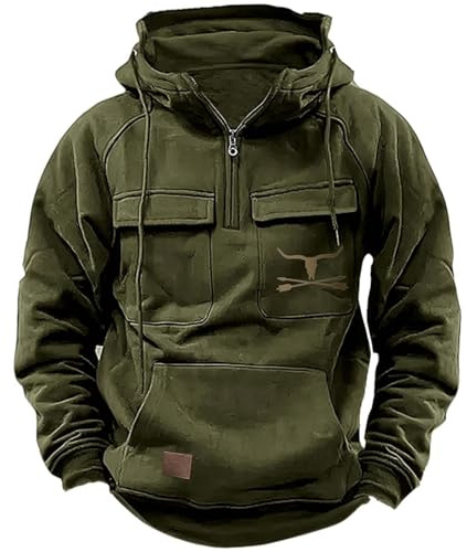 Men's Plaid Print Cargo Hooded Hoodie Hood Drawstring Pockets Sweatshirt - Spring/Autumn Casual Button Lapel Jacket, Long Sleeve Three-Piece Layered Pullover (S-XXXL) Green