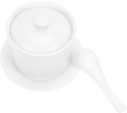 Cuenco de Cerámica con Tapa Blanco, para Hogar y Fiestas Decorativo