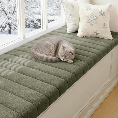YFHT Sitzbank Polster 80x50cm Bankauflage Sitzkissen Bank mit Rutschfester Unterseite, Sitzauflage Bank mit Reißverschluss, waschbares Bankkissen, Esszimmerbank, Fensterbank, Gartenmöbel, Dark Green