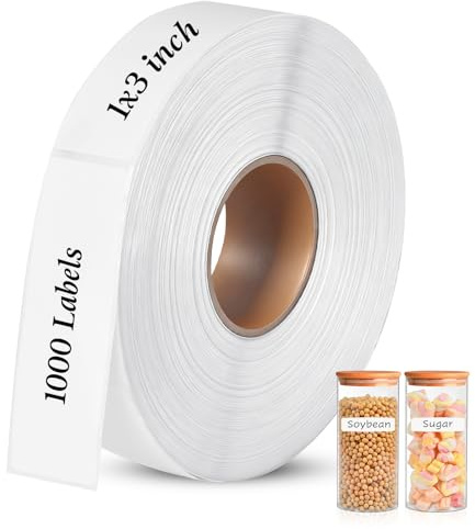 1000 Stück Wasserdicht und Ölbeständig Etiketten Selbstklebend,25 x 76 mm Blanko Aufkleber Klebeetiketten zum Beschriften Gefrieretiketten mit Perforationslinie für Vorratsdosen、Flaschen 、Gewürzgläser
