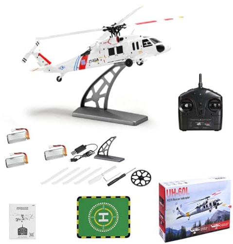 ENGINEMECH WL K270 Ferngesteuerter Hubschrauber mit Optical Flow, Höhenflug, Fernbedienung, Gyro, 2.4G 4CH Flybarless Militär Flugzeug 6G/3D Stunt Copter Helikopter für Erwachsene